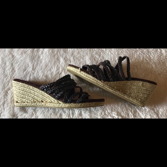 Pazzo Wedge Sandals, Rope Type Outer Covering, Brown Braided Leather, Size 7.5 - Picture 2 of 6